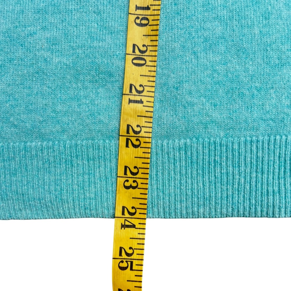 Talbots Pure Cashmere Crewneck Sweater Aqua Turquoise 3/4 Sleeve Womens Medium - Picture 8 of 11